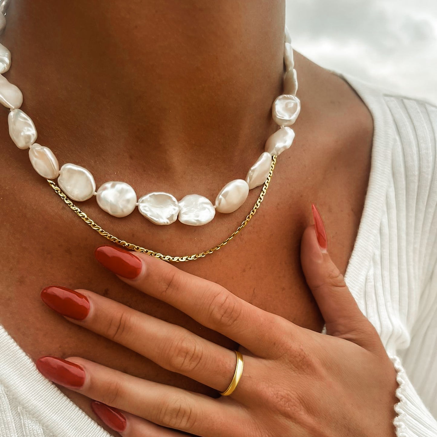 Golden Serenity Keishi Pearl Necklace