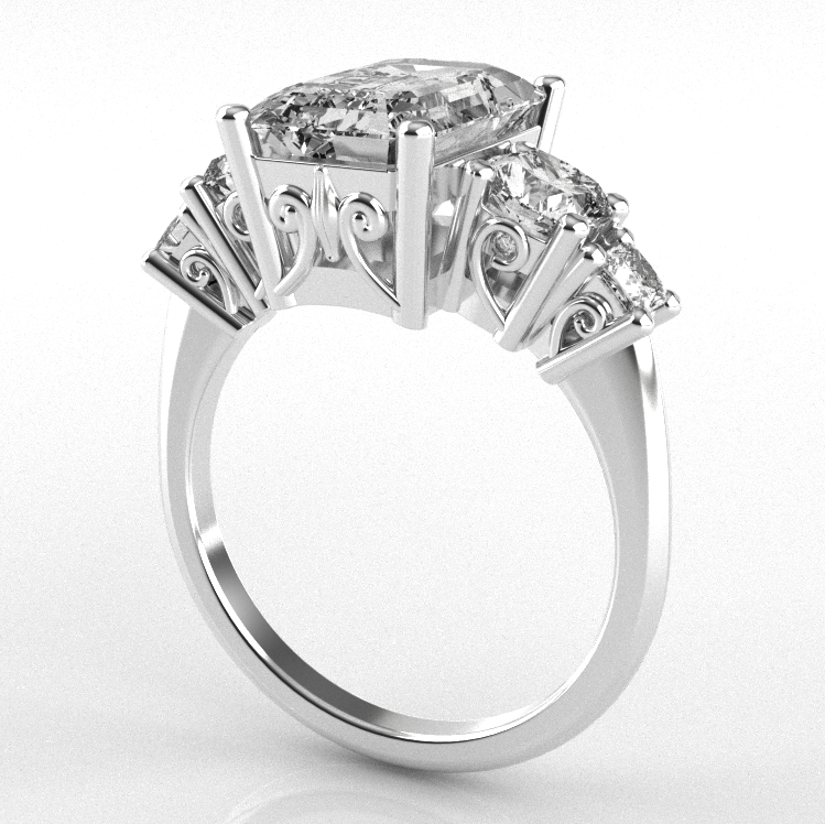Diamond ring with 5-stone design on a white background