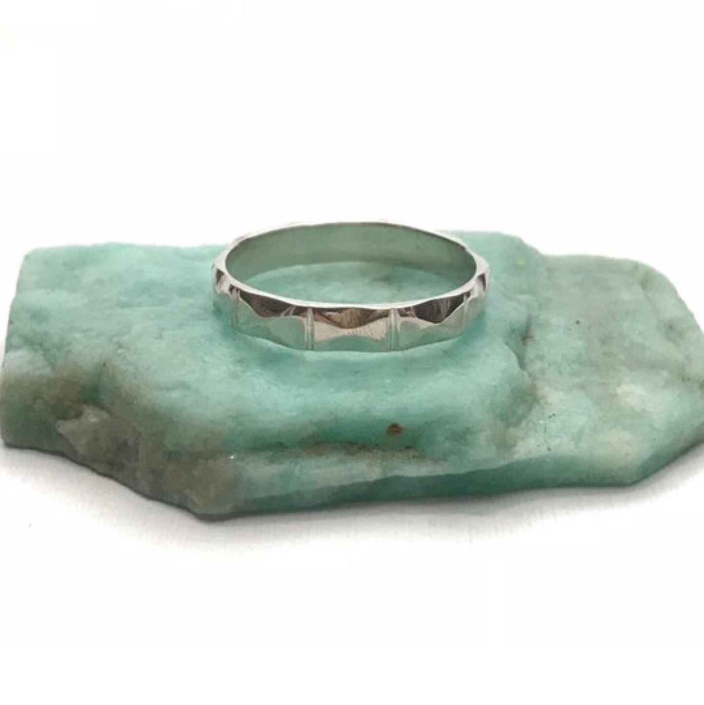 Silver Pinky ring on stone