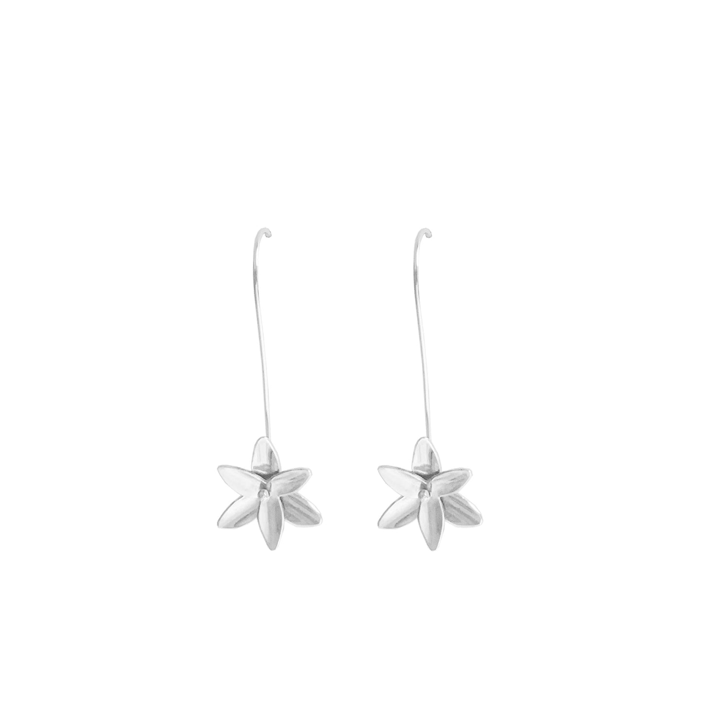 Floral Bloom Drop Earrings in silver