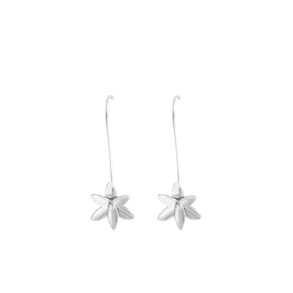 Floral Bloom Drop Earrings in silver