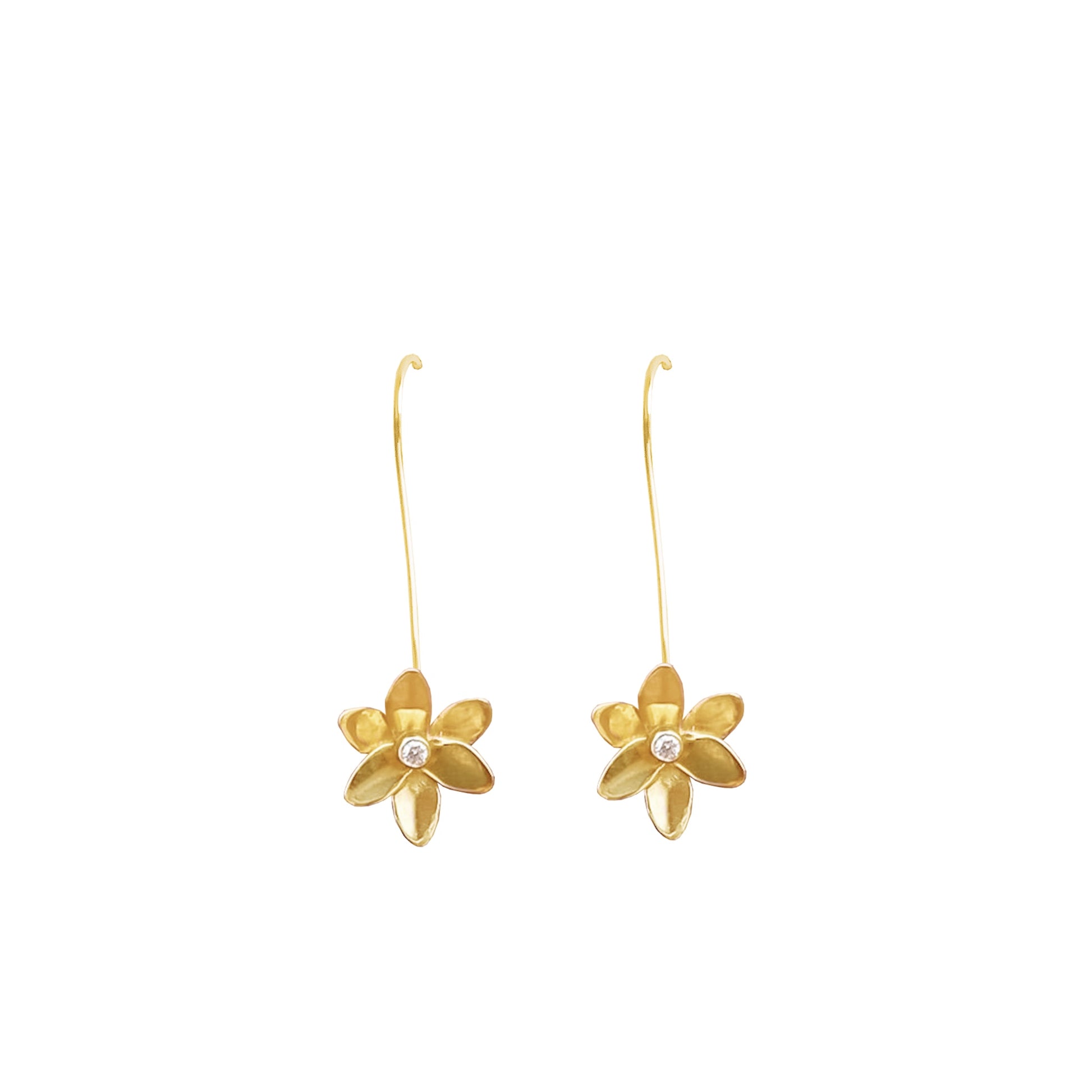 Flower Drop Earrings with Diamonds