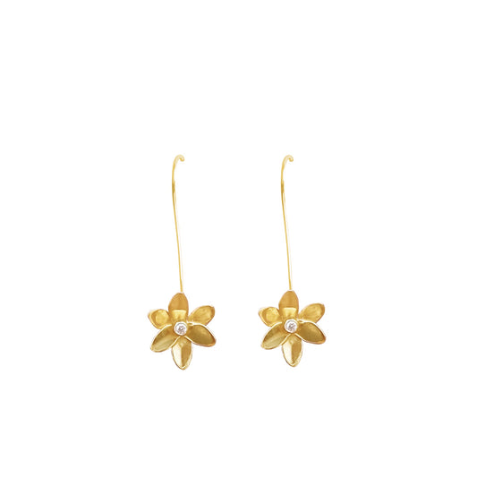 Flower Drop Earrings with Diamonds