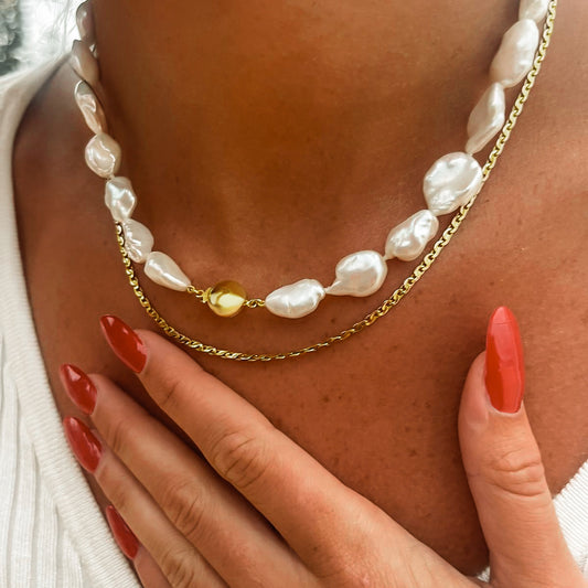 Golden Serenity Keishi Pearl Necklace