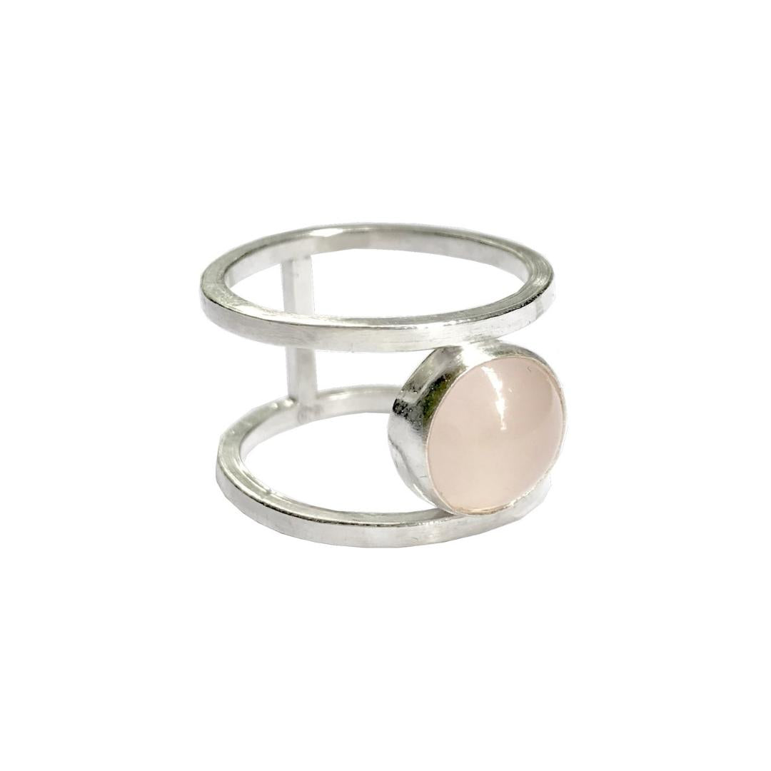 Rose Quartz Double Band Ring